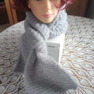 Moherowy siwy szal
