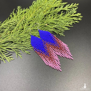 Kolczyki cieniowane chabrowo malinowo różowe #1025