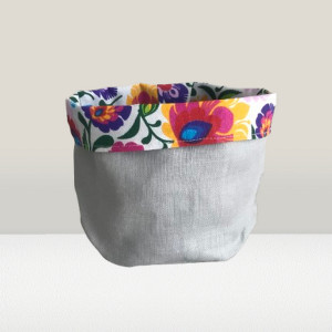 Koszyk ,worek ,osłonka doniczki 16x15cm szary.