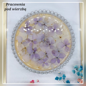 Talerzyk na biżuterię taca z prawdziwymi kwiatami  hortensje 2