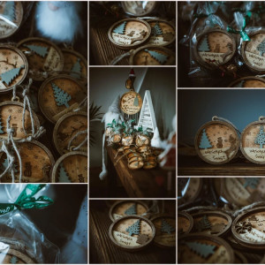 Drewniane bombki na choinkę 3szt. Święta, bombka świąteczna ozdoba. 3d 85mm