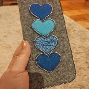 Etui wsuwka na okulary szary+niebieski