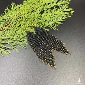 Kolczyki nakrapiane czarno złote #1028