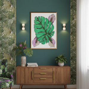 8. MONSTERA - rysunek, plakat.