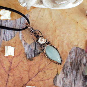 Wisiorek fiolka trucizny awenturyn howlit miedź antyczna jesień halloween