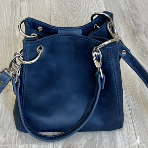 Niebieska torebka damska ze skóry Crazy Horse.