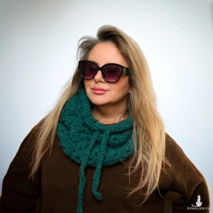 Balaclava alpaka i jedwab handmade, ręcznie szydełkowana zimowa kominiarka