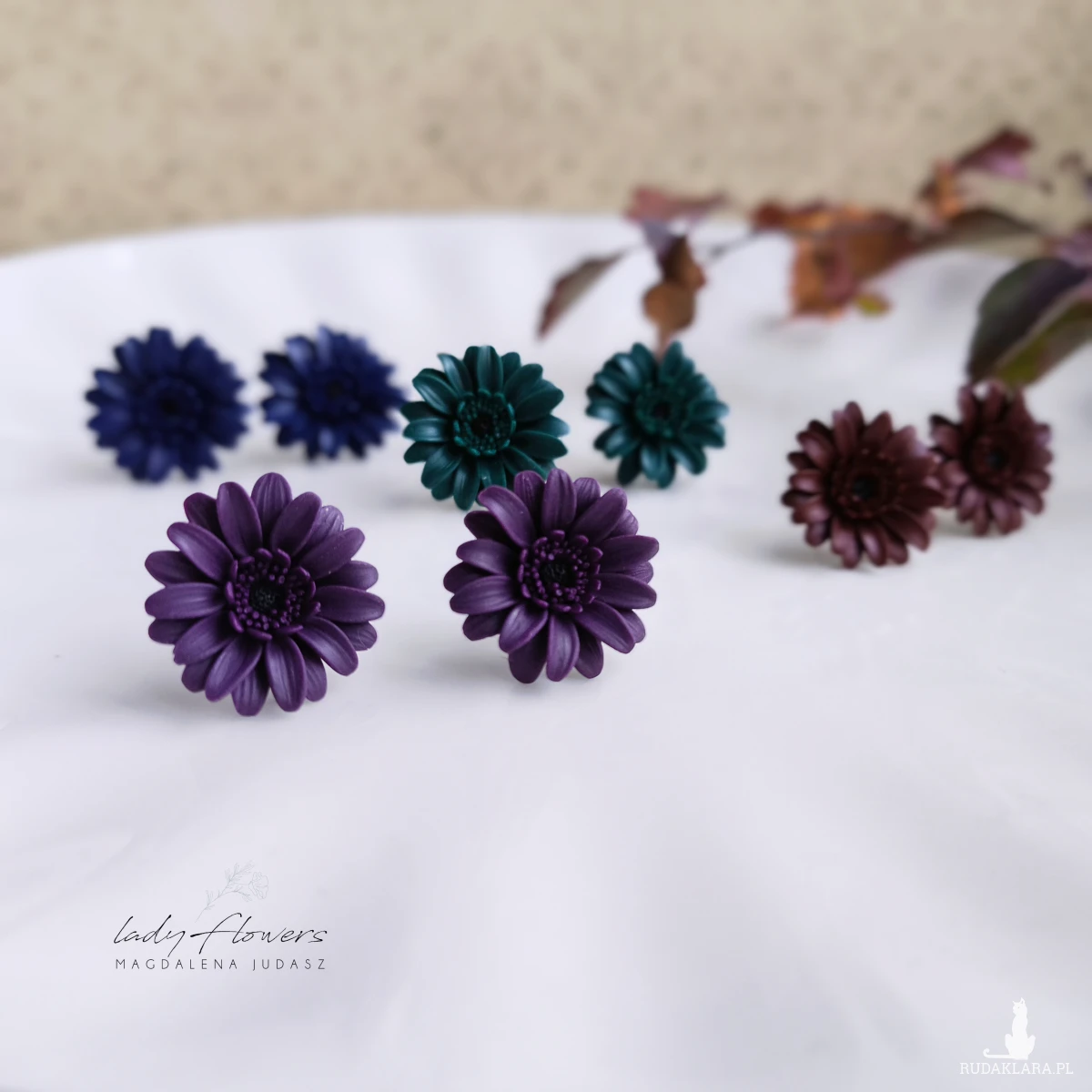 Kolczyki z gerberkami + GRATIS kolczyki serduszka