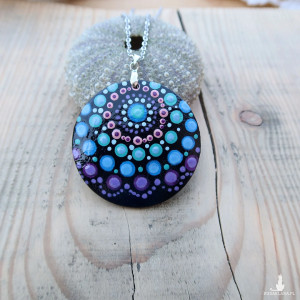 Wisiorek ręcznie malowany - Purple Dream - Dot Painting
