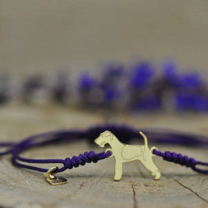 Foksterrier - bransoletka z psem, srebro 925 pozłacane