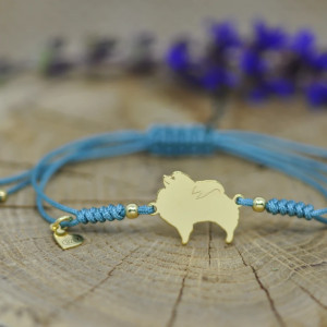 Szpic miniaturowy / Pomeranian  - bransoletka z psem, srebro 925 pozłacane