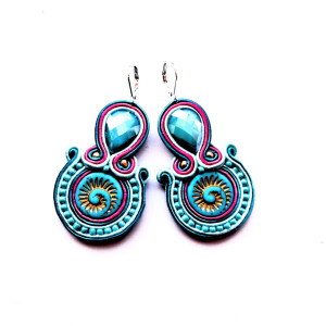 Turquoise Spiral  kolczyki sutaszowe