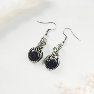 Kolczyki Noc Kairu stal chirurgiczna wirewrapping handmade