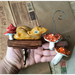 Wieszak z sarenką + 2 muchomorki