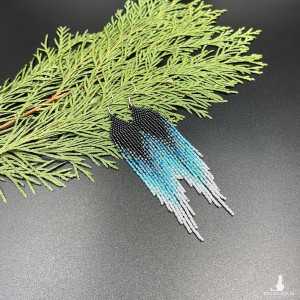 lekkie kolczyki cieniowane czarno turkusowo białe #1031