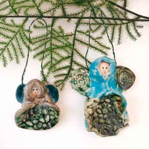 aniołki ceramiczne zawieszki rustykalne bombki anioł stróż ceramika ludowa folk