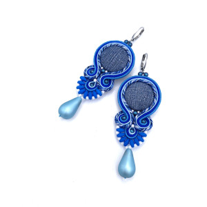 Kolczyki sutasz niebieske dżinsowe „Ring” codziennie z łezką