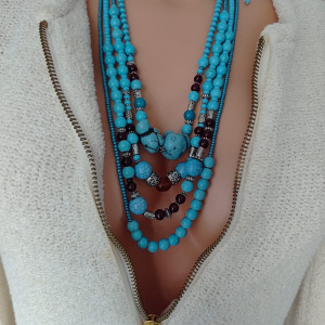 Naszyjnik Korale Turkusowe Howlit Bali