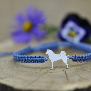 Akita japońska - bransoletka z psem, srebro 925