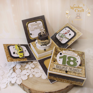 Exploding box prezent na 18 urodziny, męska kartka urodzinowa GOTOWA