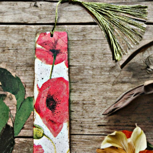 Drewniana zakładka do książki "Maki"