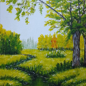 OBRAZ RĘCZNIE MALOWANY AKRYLOWY "SUBTELNOŚĆ PRZEMIJANIA" - 30x24cm