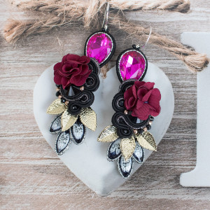 Kolczyki sutasz z turmalinami Złote Kwiaty