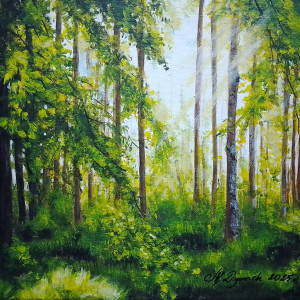 OBRAZ RĘCZNIE MALOWANY AKRYLOWY "ODRZEWIONYM PRZESMYKIEM" - 24x30cm