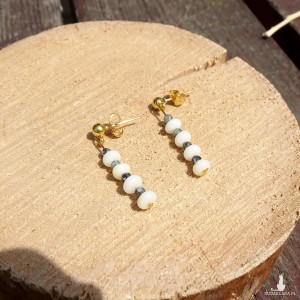 Kolczyki z kamieni Koral biały i Szmaragd