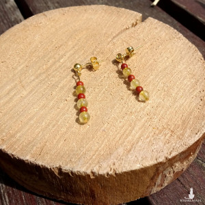 Kolczyki Kwarc rutylowy Jaspis czerwony Zwiększają siłę życiową