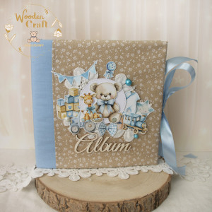 Album dziecięcy, prezent na chrzest, roczek, narodziny, baby shower "Boy's Little World"GOTOWY