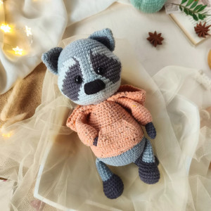 Szop w bluzie z kapturem, Prezent na Mikołaja, Przytulanka dla dziecka