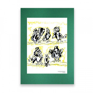 nowoczesny plakat z ptakami, ładny obrazek z ptaszkami, grafika w skandynawsikm stylu, ptaszki obrazek na ścianę