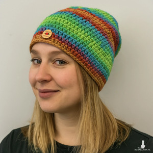 Kolorowa czapka całoroczna przejściowa cienka bawełna S/M unisex