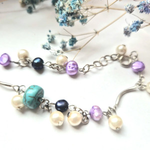 Bransoletka perełki turkus