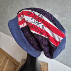 Czapka patchworkowa wzorek smerfetka