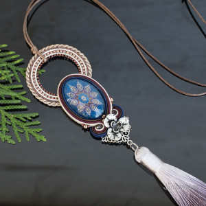 Długi naszyjnik sutasz boho Jeans i Brąz