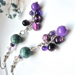 Kolczyki turkus perełki koraliki eleganckie