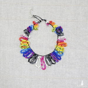 6077 Naszyjnik Choker 'Tęcza z Pętelek' – Drobne Szklane Koraliki