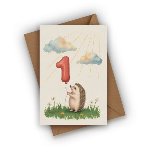 Kartka urodzinowa na Roczek Dziecka z Jeżem