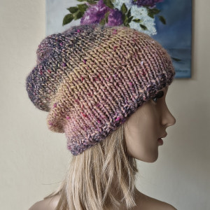 RĘCZNIE NA DRUTACH - Ombre miła, ciepła, przytulna czapka
