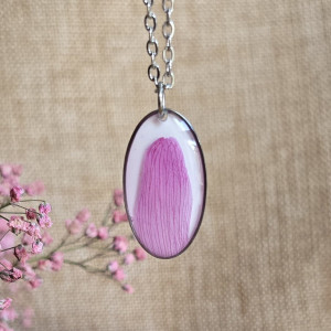 Srebrna zawieszka srebrny wisiorek naszyjnik żywica z żywicy kwiaty z kwiatami jajowata retro naturalna dziewczęca kobieca bukiet kwiatowy różowy