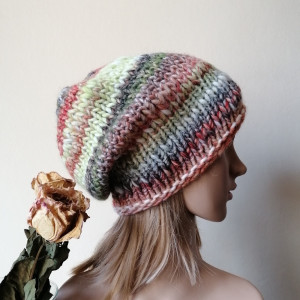 RĘCZNIE NA DRUTACH - Miła, grubaśna, ciepła czapka