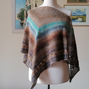 RĘCZNIE NA DRUTACH - Z toffi - szlachetna, oryginalna chusta z japońską włóczką Noro