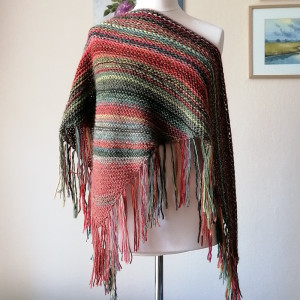 RĘCZNIE NA DRUTACH - Boho w kolorach jesieni - miła, oryginalna, grubsza chusta