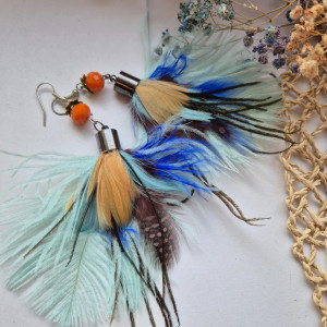 Kolczyki pióra boho eleganckie