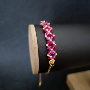 Bransoletka „Fuchsia & Rose” z Koralików i Kryształków