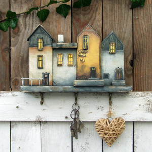 Drewniany wieszak na klucze - Cztery Kamienice