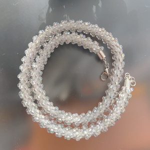 Naszyjnik Biały Crystal Sznur