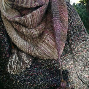 Wełniana, długa chusta, szal - Wrzosowisko